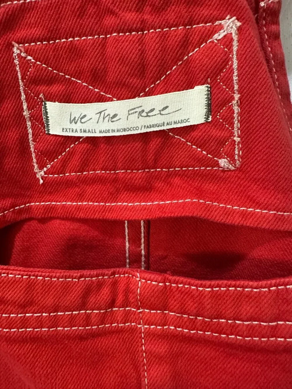 Free People We The Free Overall Smock Mini Dress in Bright Red 
